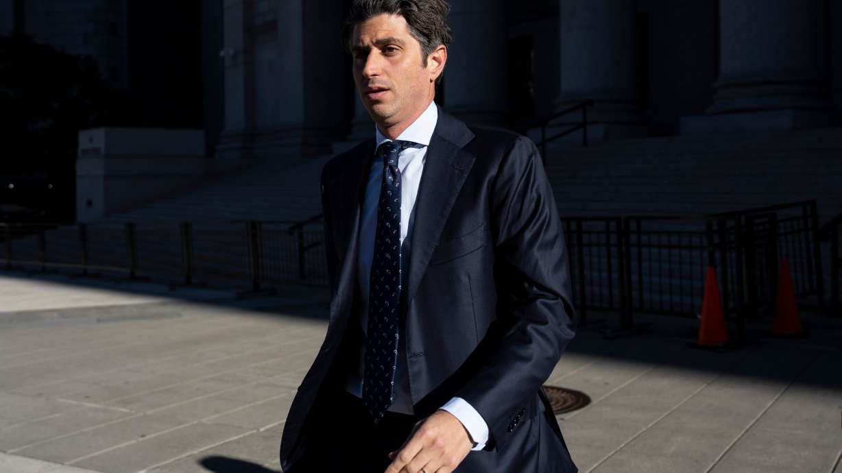Josh Wander, co-founder of 777 Partners, leaves federal court, Thursday, Oct. 15, 2026, in New York.