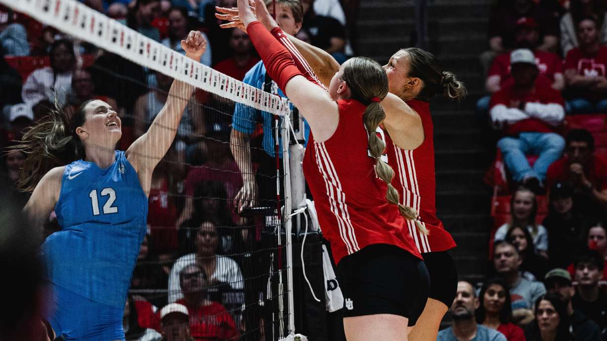 No. 14 BYU volleyball sweeps Utah in first of 2 meetings between rivals