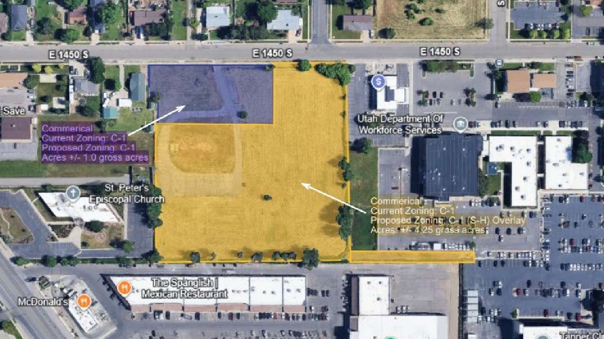 A snapshot from a Clearfield City Planning Commission information packet shows an area under contract for purchase by Davis County.