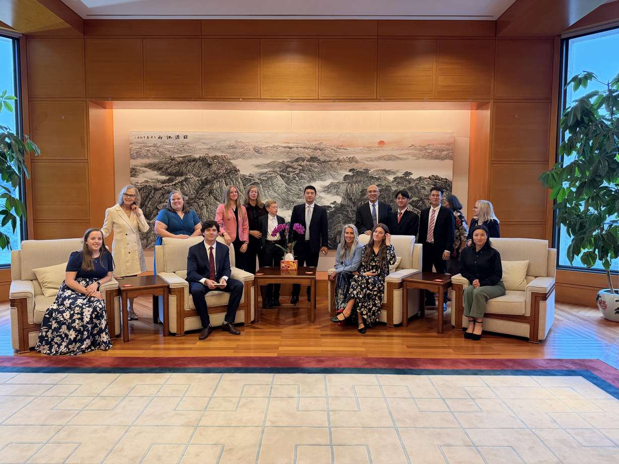 A delegation of Utahns, including high school students learning Chinese, visits the Chinese Embassy in Washington, D.C., in September 2026 to welcome President Xi Jinping to the U.S.