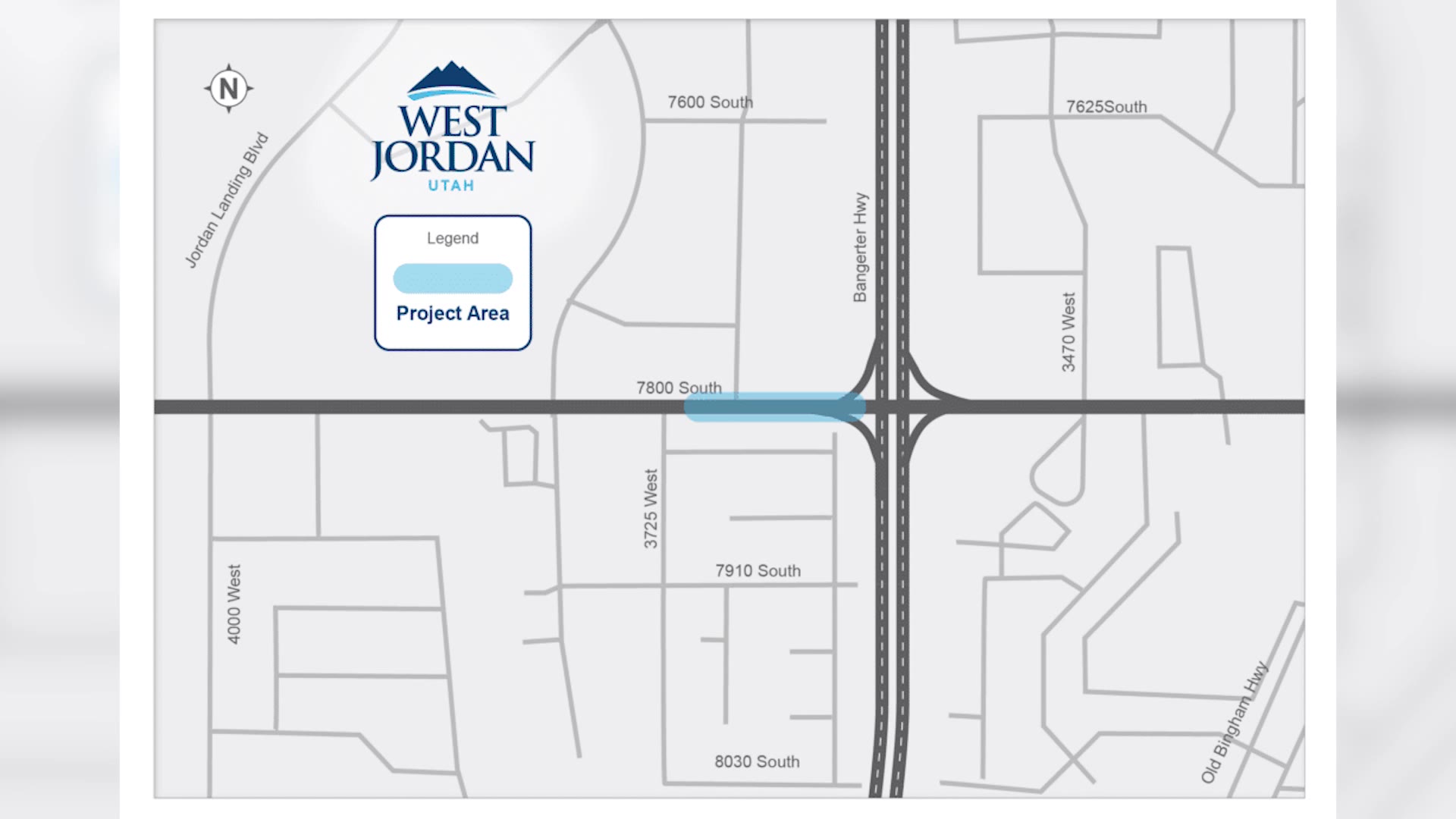 Map of expected lane closure West Jordan.