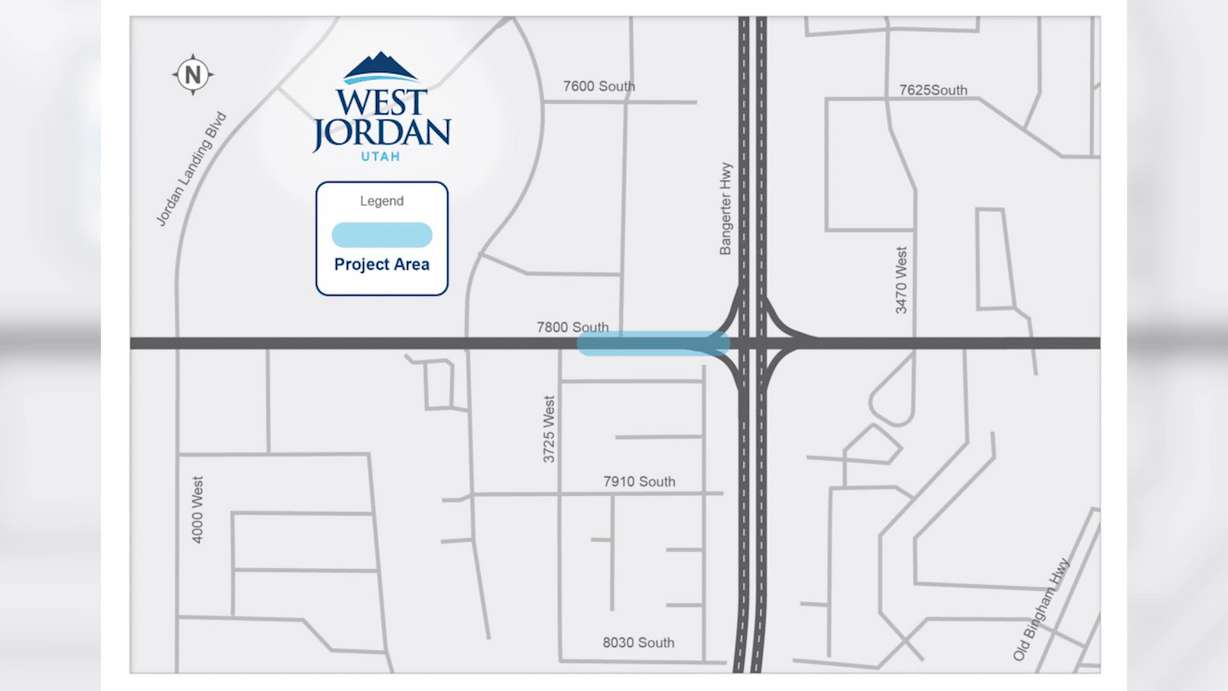 Map of expected lane closure West Jordan.