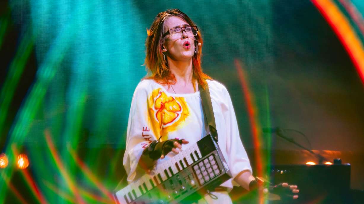 Imogen Heap performs in Los Angeles in March 2025. "The Happy Song" has become an unlikely soother for crying babies, garnering over 470 million streams on Spotify.