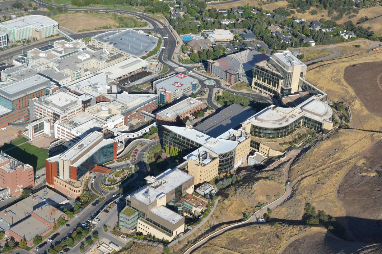 Aerial photograph of University of Utah Medical Center taken from a CAP aircraft as part of Joint Exercise “Red Iguana,” air over University of Utah Medical Center, Salt Lake City on Aug. 22.