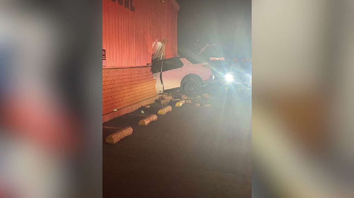 A car crashed into the Cedar Bowling Center in Cedar City on Friday.