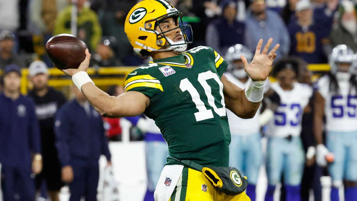 Green Bay Packers' Jordan Love throws during the first half of an NFL football game against the Dallas Cowboys in Green Bay, Wis., Sunday, Oct. 18, 2026.