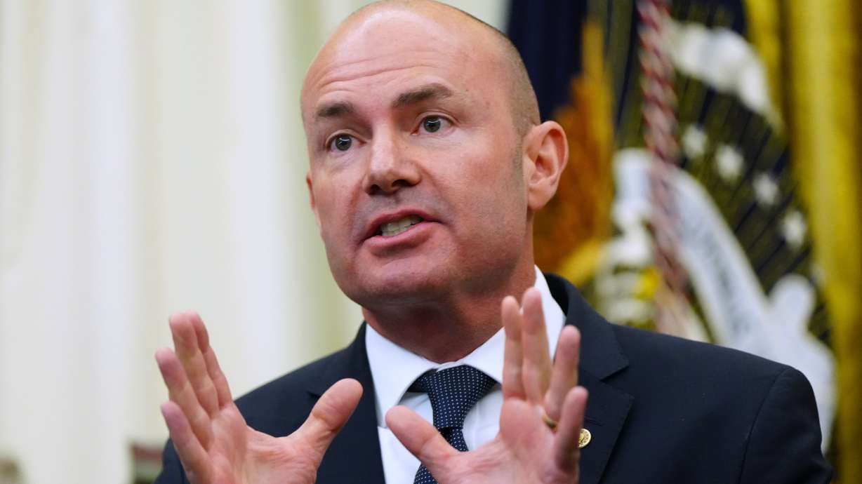 Sen. Mike Lee, R-Utah, speaks in the Oval Office of the White House, July 13, in Washington. Utah Lt. Gov. Deidre Henderson said in an episode of "60 Minutes" over the weekend that the real threat to state elections is not voter fraud but the federal government.