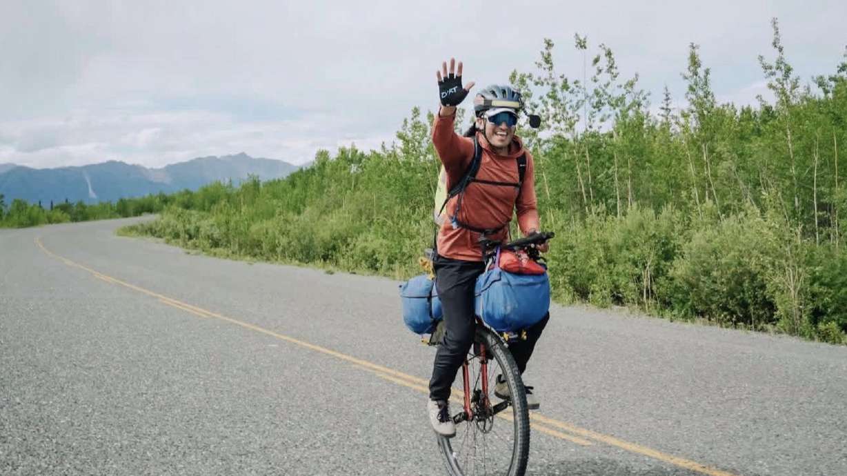 Guatemalan engineer Raúl García is partway through riding his unicycle 30,000 miles from Alaska to Argentina, and is currently one-wheeling his way through Utah. García's journey highlights kindness around the world, and he said he hopes to promote energy sustainability in rural businesses in Guatemala.