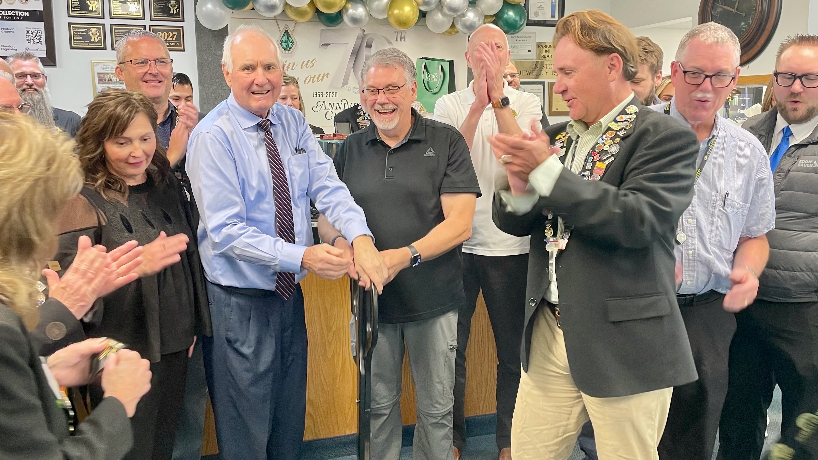 Farr's Jewelry, borne of a family with deep roots in Ogden, held a ceremony on Monday, Oct. 19, 2026, to mark 70 years in business. Pictured in the blue shirt is Dirk Farr, vice president of the business.