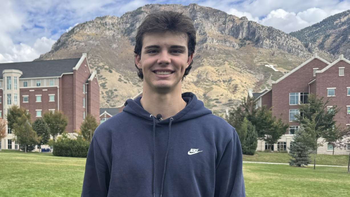 BYU freshman Carter Smith shortly after an interview with KSL News on Monday. Smith admitted he didn't entirely know what he was getting into before camping out for ESPN's College GameDay ahead of the BYU-Notre Dame game Saturday.