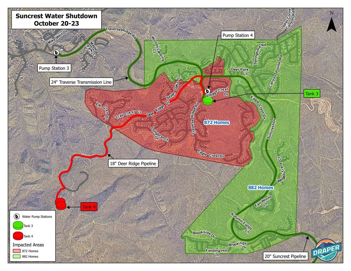 Work on Draper water system leads officials to ask for careful use of water this week