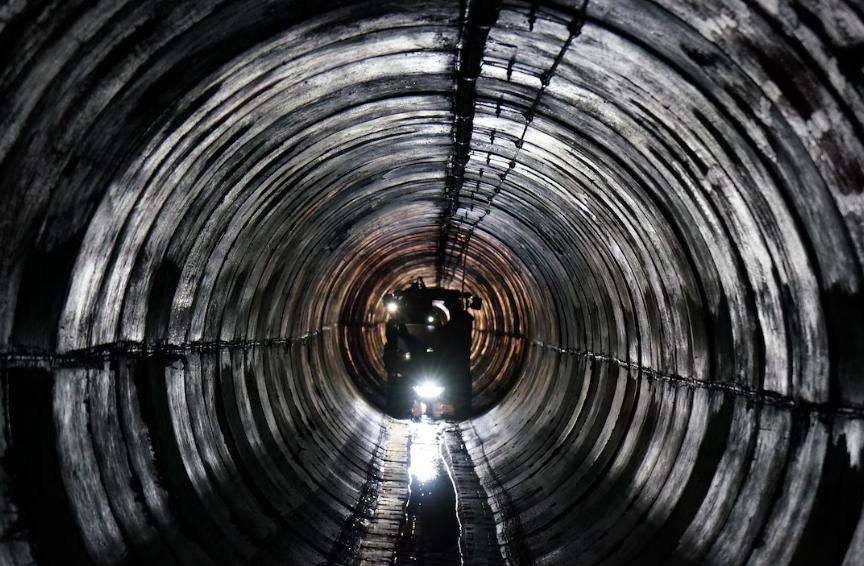 Crew members with the Central Utah Water Conservancy District inspect the Stillwater Tunnel on Oct. 3, 2025. The tunnel transports water from the Upper Stillwater Reservoir for eight miles underground through a mountain.