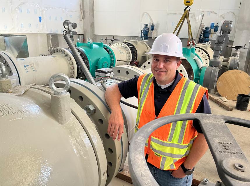 Roger Pearson, Colorado River Program Manager at Central Utah Water Conservancy District, stands by the newly constructed Spanish Fork-Santaquin water pipeline on June 30.