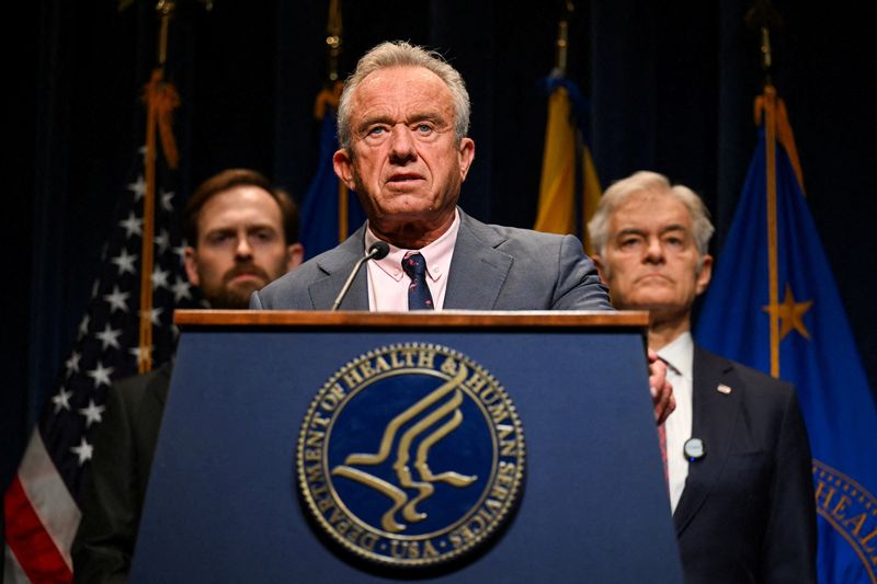 U.S. Secretary of Health and Human Services Robert F. Kennedy Jr. speaks at a press conference announcing new actions aimed at combating fraud, waste, and abuse across federal health programs, in Washington, DC, Oct. 14.