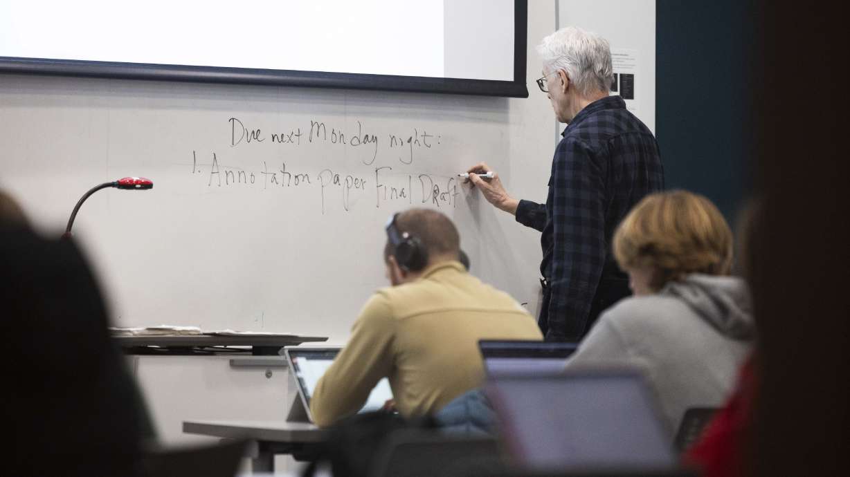 A class is taught at the University of Utah on Feb. 19, 2025. A legislative audit found that the current oversight of tenured faculty at Utah's public higher education institutions does little to ensure accountability.