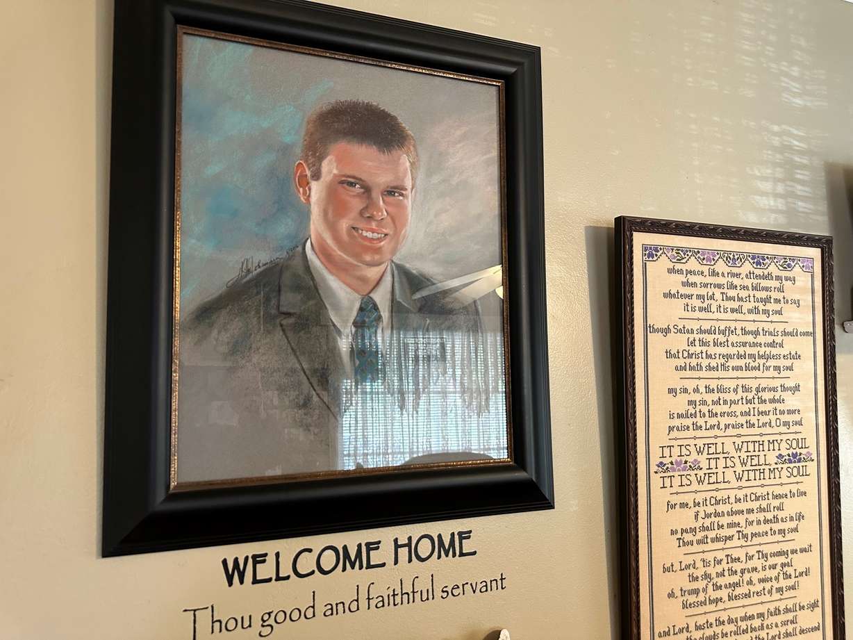 Portrait painted by JR Johansen of Cindy and Greg Thredgold's son Conner, who died while serving in Taiwan in 2014.