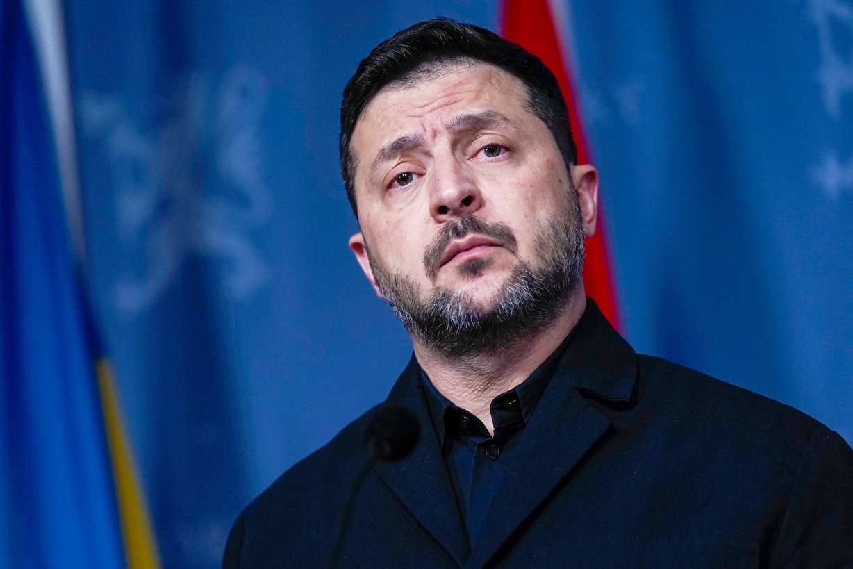 Ukrainian President Volodymyr Zelenskyy during a press conference on Tuesday in Oslo, Norway. President Donald Trump is pressing Zelenskyy to make a compromise to end the war in Ukraine.