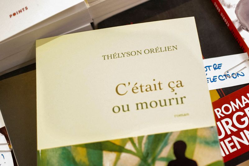 A copy of the book 'C'etait ca ou mourir', a novel by author Thelyson Orelien, is displayed on a table inside a bookstore in Paris, France, September 22, 2026. REUTERS Sarah Meyssonnier/File Photo