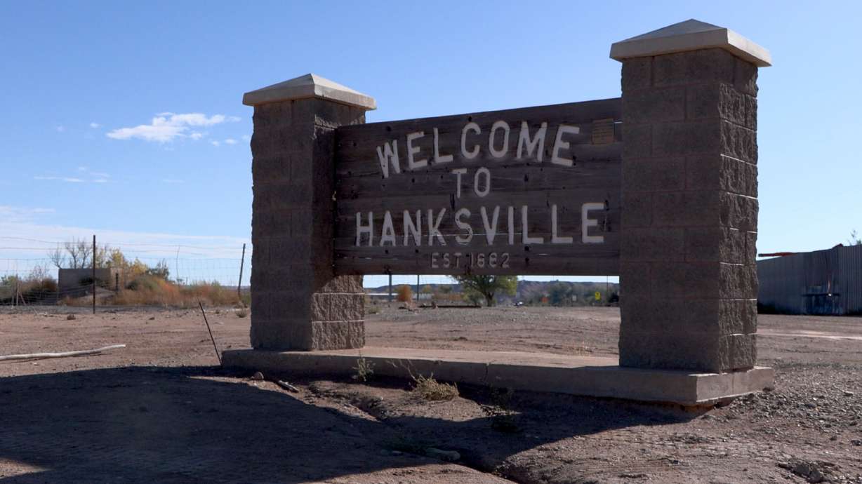 The welcome to Hanksville sign is pictured. For most people, Hanksville is a place to pass through. But for the people who live and work in this small Wayne County town, Hanksville isn't just a stop along the way. It's home, and they're proud of it.