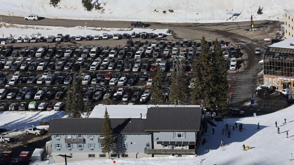 Cars fill the parking lot at Alta Ski Resort on Friday, Dec. 15, 2023. Researchers at Utah State University's Institute of Outdoor Recreation and Tourism Management partnered with the U.S. Forest Service to combine run-of-the-mill game cameras and machine learning tools to answer some of the more pressing questions related to managing popular recreation sites.