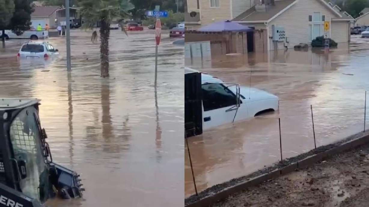 Flooding in a Hurricane neighborhood is pictured on Thursday.