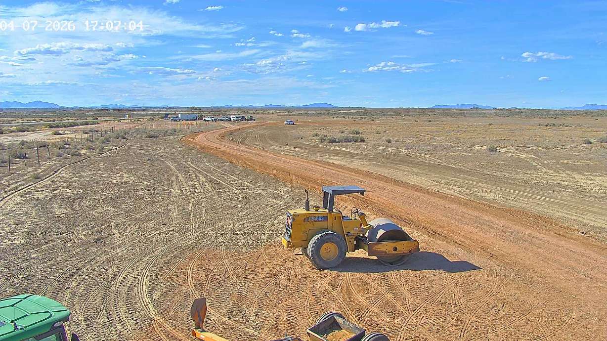 Construction access road completed ahead of site development at the Creekstone Energy site in Millard County.