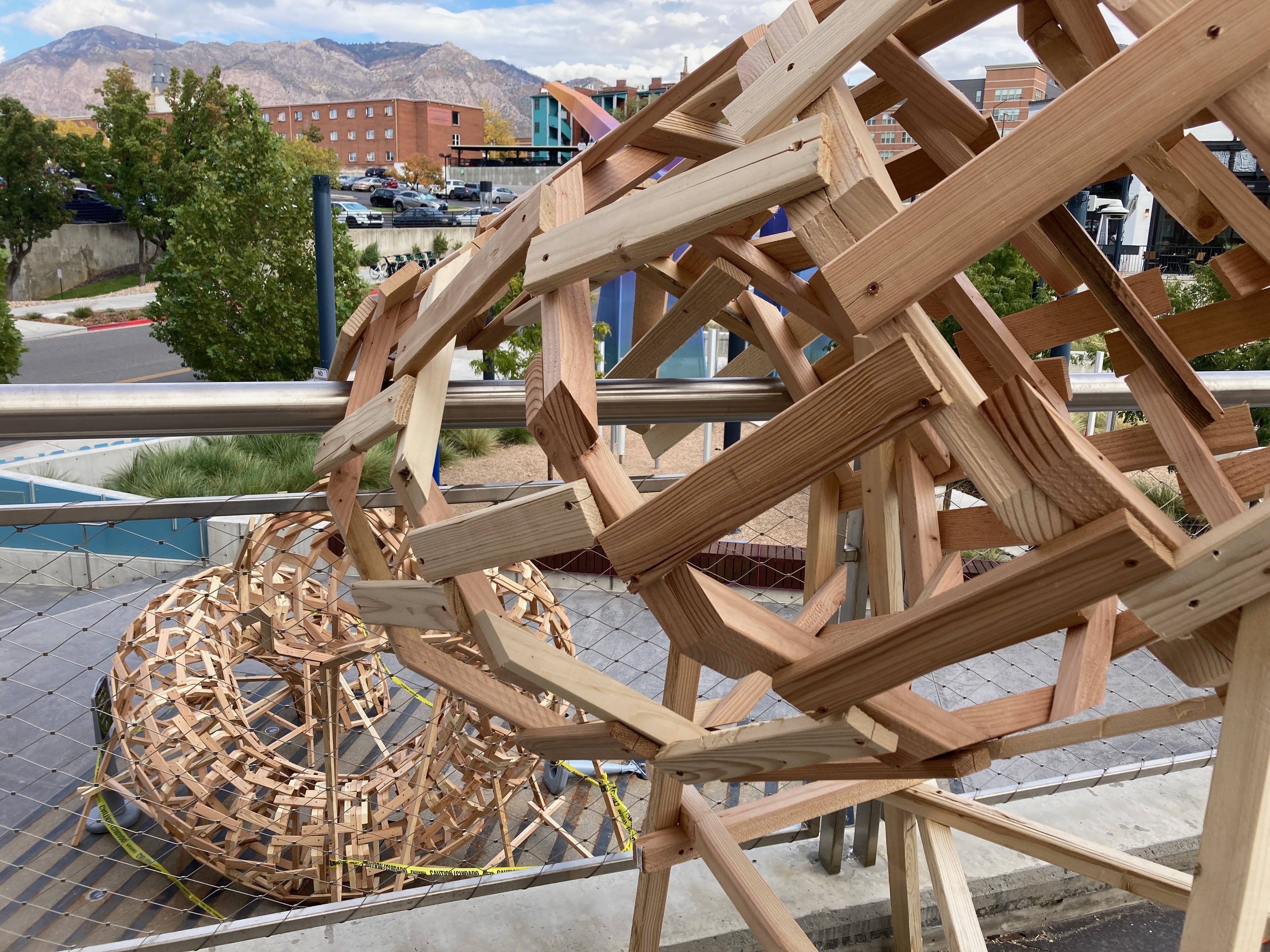 French artist installs imaginative, spiraling wooden sculpture in Ogden plaza