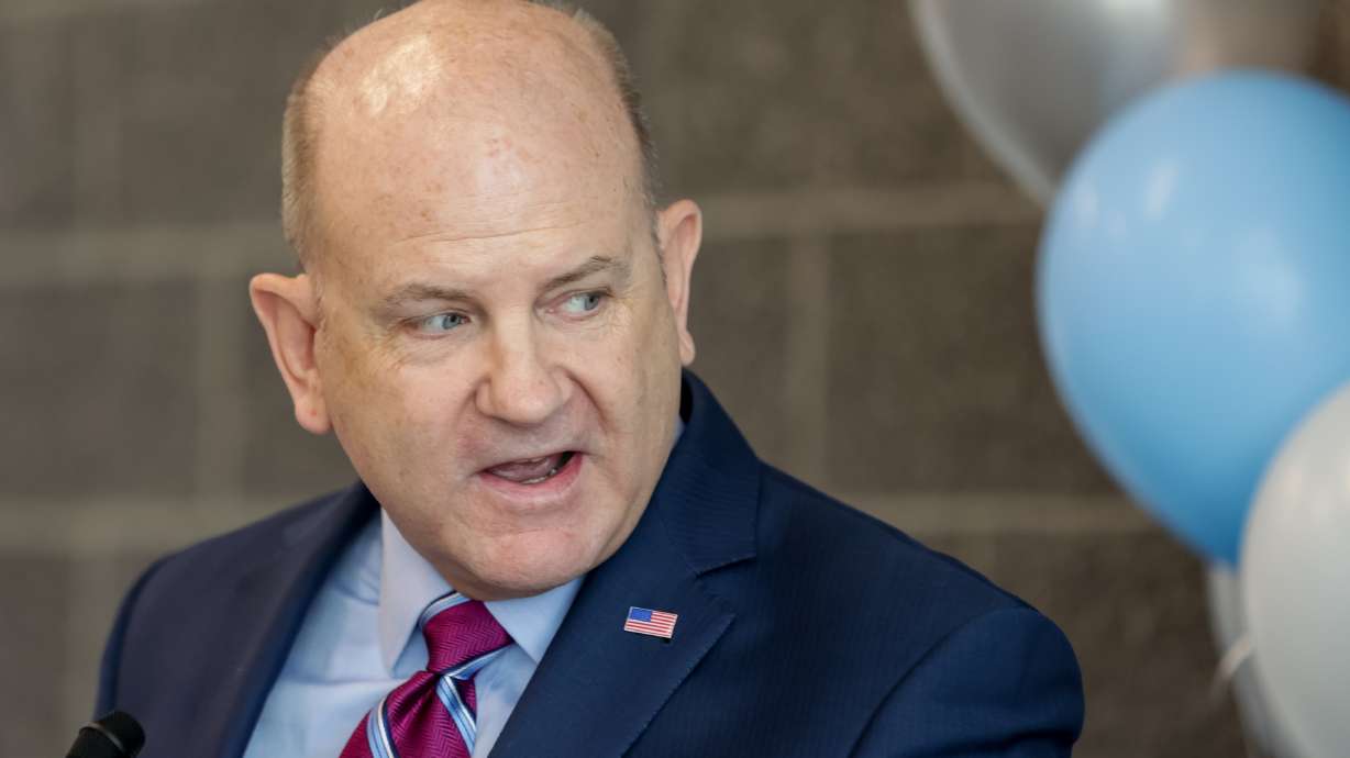 David Damschen, president and CEO of Utah Housing Corporation, speaks at the opening of Magnolia, a new permanent supportive housing building, in Salt Lake City on Thursday, June 24, 2021.