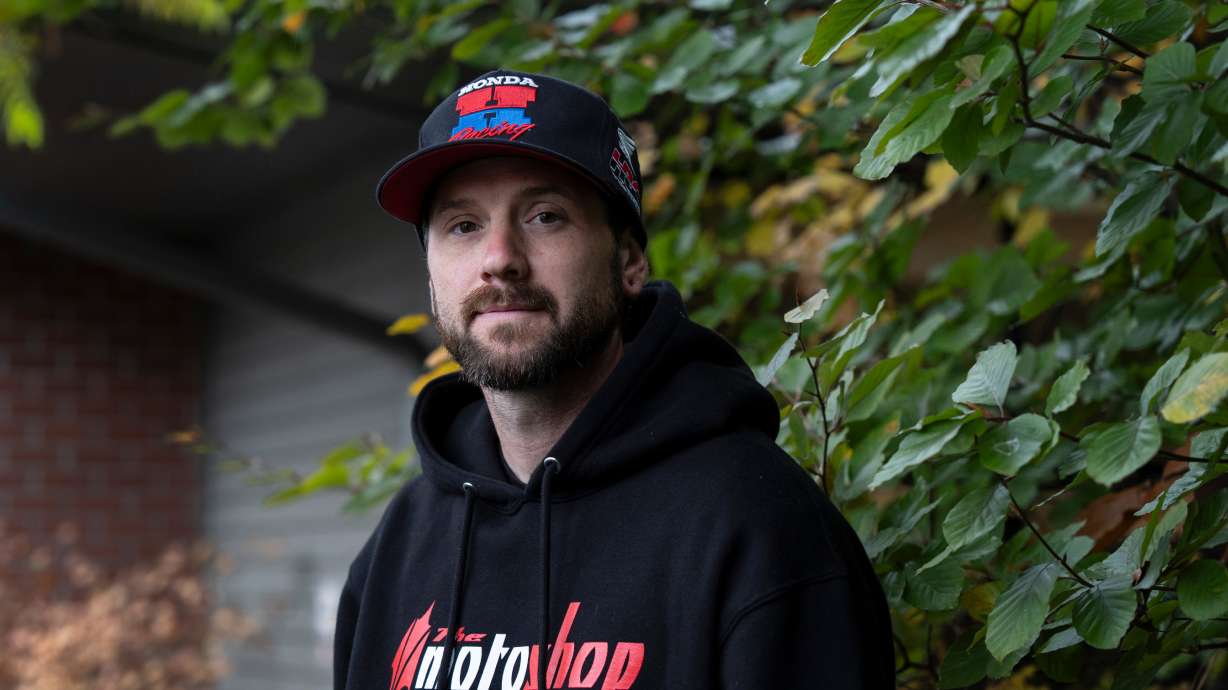 Kaylub Giamanco, who fatally shot an attacker who had killed three students and a teacher at Silver Rail Elementary School, poses for a portrait on Thursday, in Bend, Ore. Giamanco said he regrets not arriving sooner to save all the children.