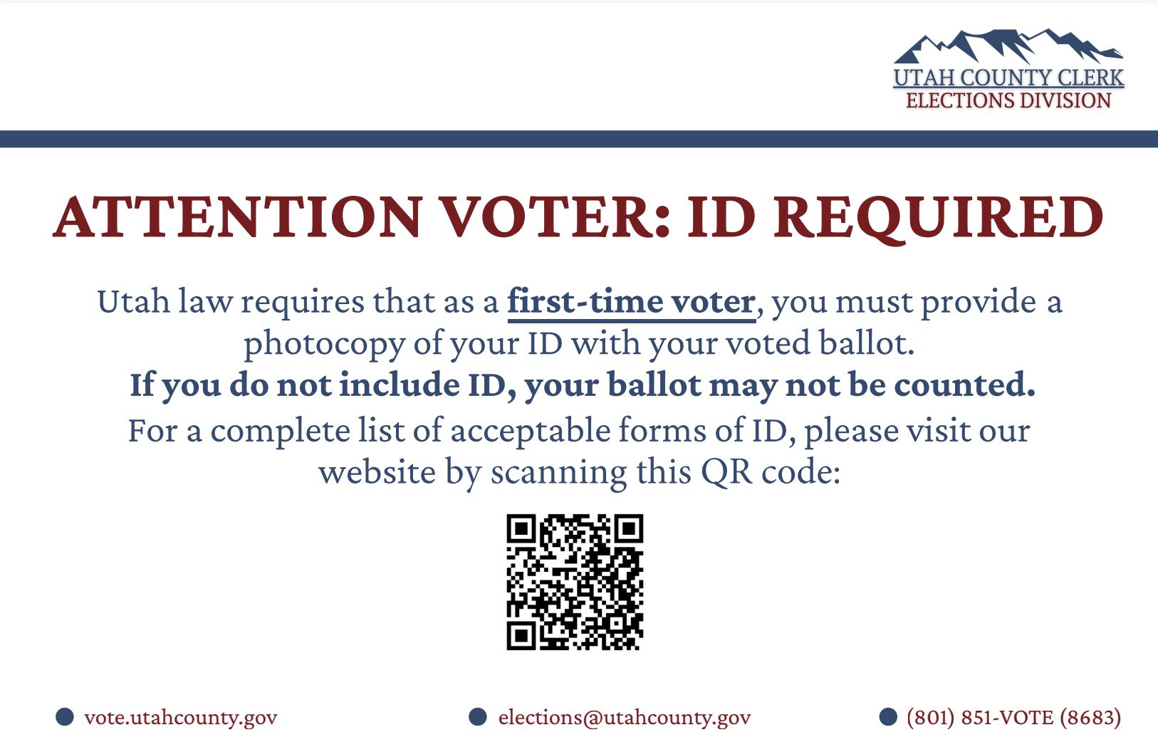 Some Utah County voters incorrectly received notice telling them to include copy of ID with ballot