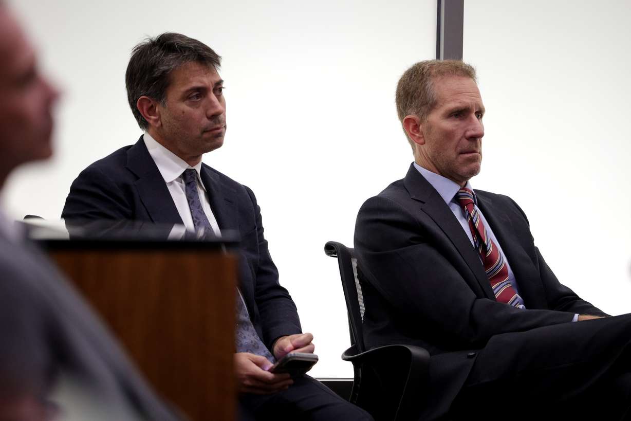 Attorney for Erika Kirk Jeffrey Adam Nieman, left, attends a pretrial hearing for Tyler James Robinson, 23, who is charged with aggravated murder and six other counts in the Sept. 10, 2025, fatal shooting of conservative commentator Charlie Kirk at Utah Valley University, in 4th District Court, Friday, Oct. 23, 2026, in Provo, Utah.