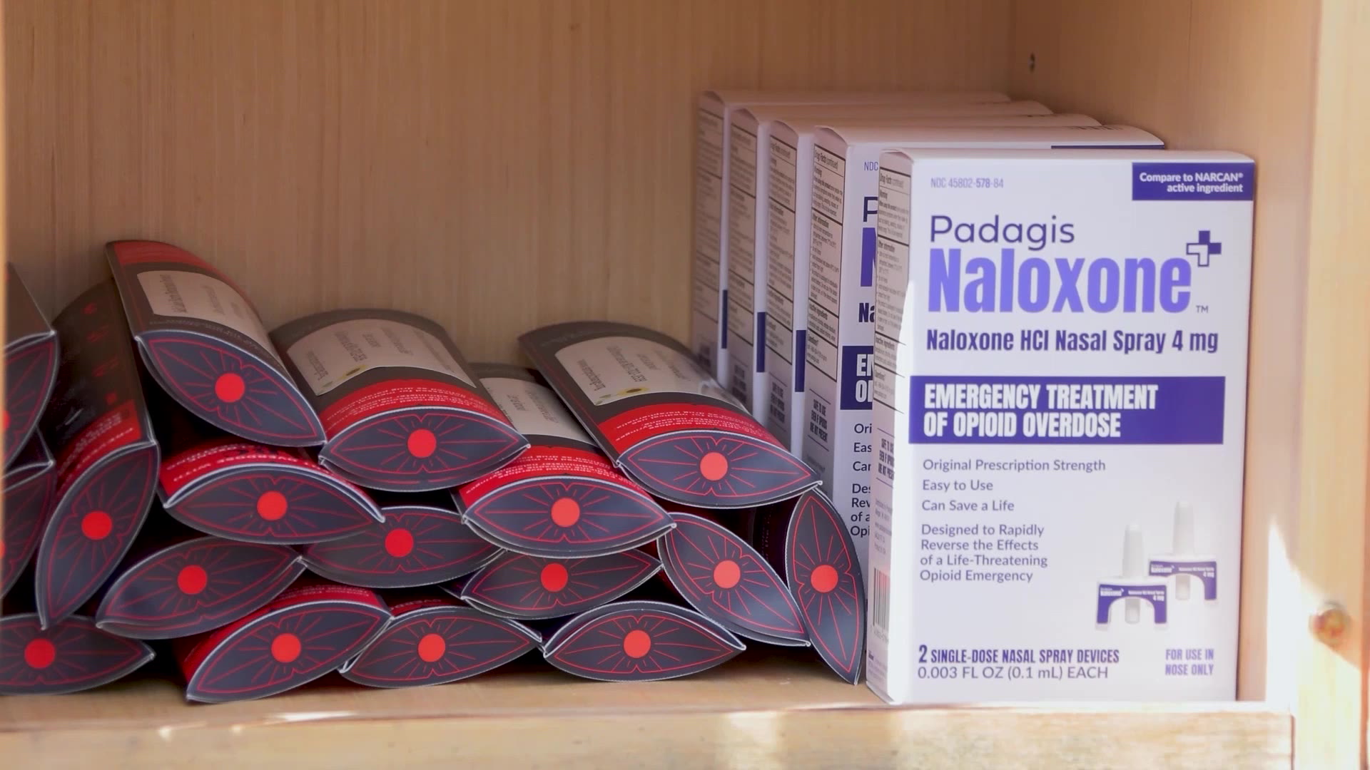 A "Naloxey Boxey" set up by the Salt Lake Harm Reduction Project, Friday. Executive Director MacKenzie Bray said the goal is to make naloxone more accessible.