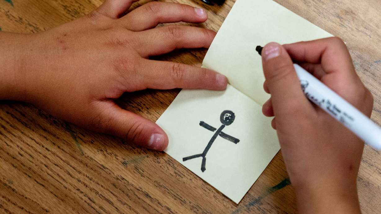 Kindergartners make animation figures through the Beverley Taylor Sorenson Arts Learning Program at Copper Hills Elementary School in Magna on May 28. The number of students in K-12 schools in Utah is declining.