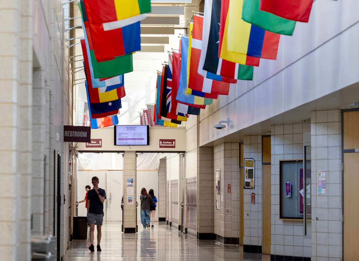 Jordan High School in Sandy on Jan. 15. The number of students in K-12 schools in Utah is declining.