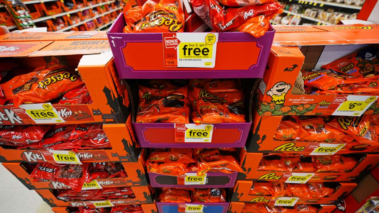 Halloween candy is displayed for sale at a Giant grocery store Oct. 22, in Dundalk, Md.