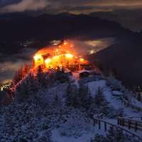A fire devastates the Eagle's Nest retreat built for Hitler in Germany. A suspect is detained