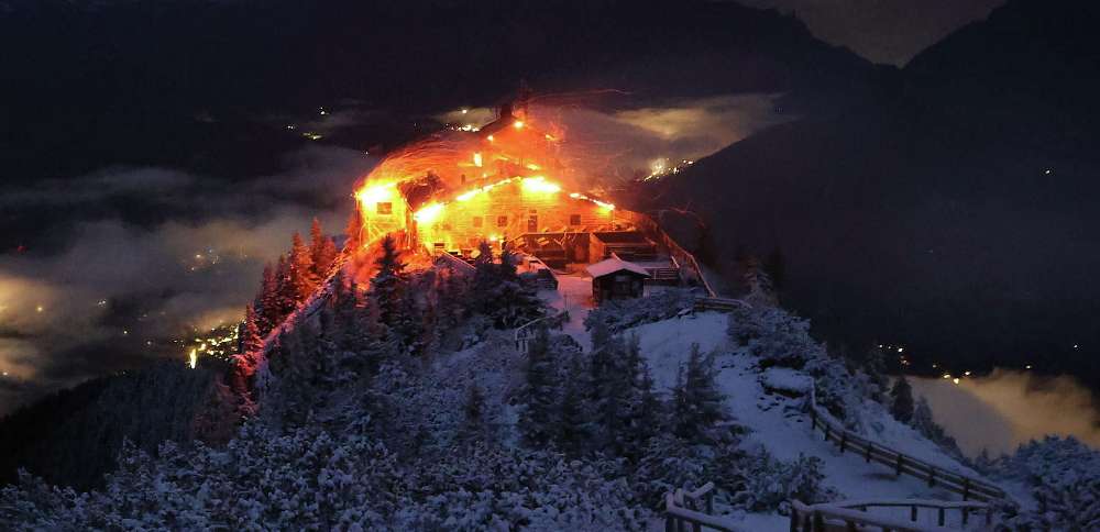 A fire devastates the Eagle's Nest retreat built for Hitler in Germany. A suspect is detained