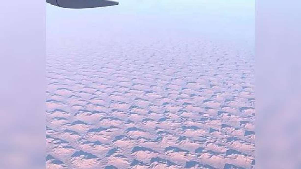 Sand dunes in the Sahara Desert seen from an airplane.
