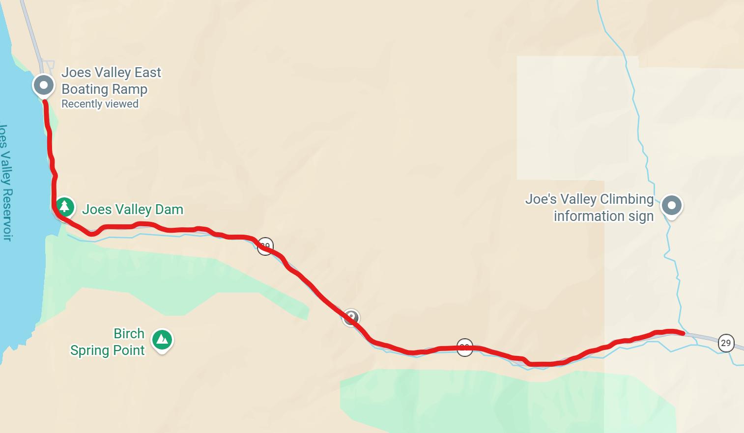 A section of state Route 29 was closed late Friday following flooding. The Utah Department of Transportation said the road closure (shown in red) would be in place for at least a week for repairs.
