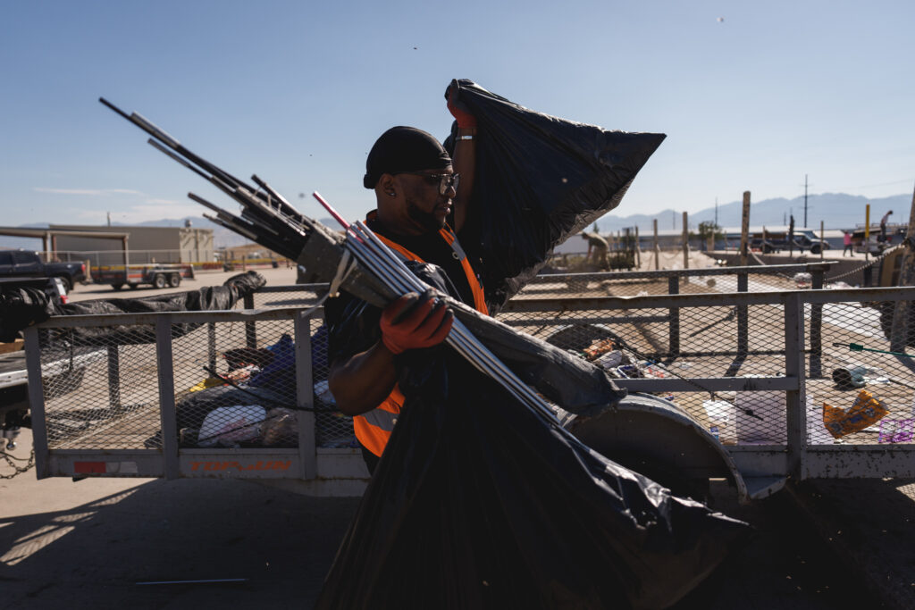 Advantage Services employee Trevor Howell drops off a trailer of garbage at the landfill in Salt Lake City on Aug. 25. The nonprofit is in danger of shutting down at the end of the month.