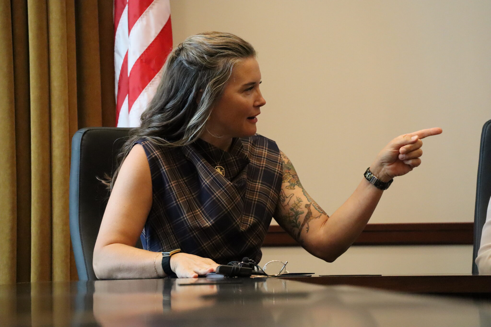Salt Lake City Mayor Erin Mendenhall speaks during a news conference at the Utah Capitol in Salt Lake City on Aug. 18. Mendenhall said other homeless services may need the same help as Advantage Services.