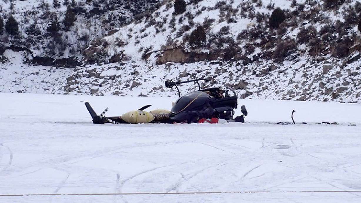 The remains of the Bell 505 Jet Ranger X that crashed after colliding with a power line in February 2025. The National Transportation Safety Board released its final report on the crash on Saturday.