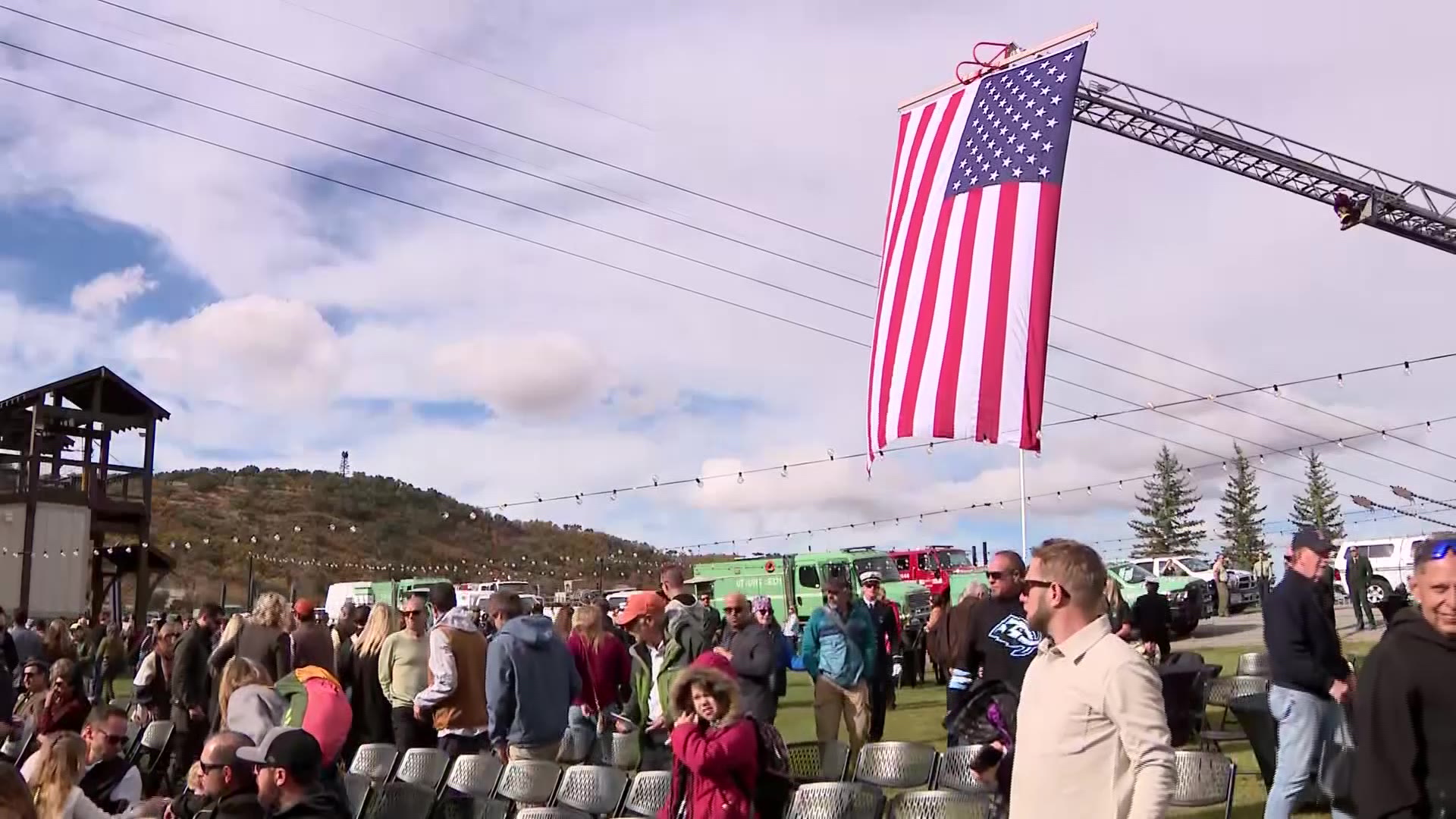 People gather at the celebration of life for Ryan Cutter, in Park City, Saturday. Cutter died in late September while fighting the Dome Fire in California.