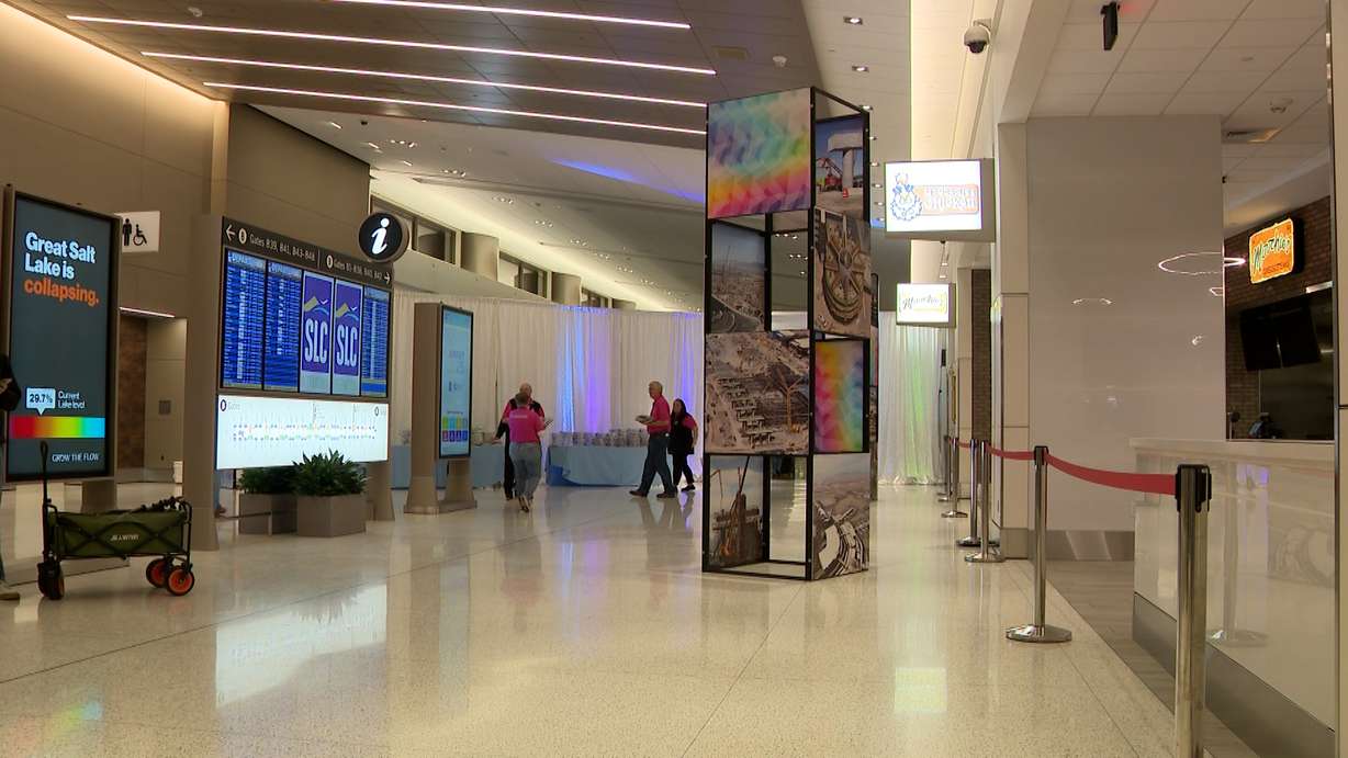 The newly-finished part of Concourse B at Salt lake City International Airport is pictured on Saturday. The final piece of the 12-year renovation will officially open on Tuesday.