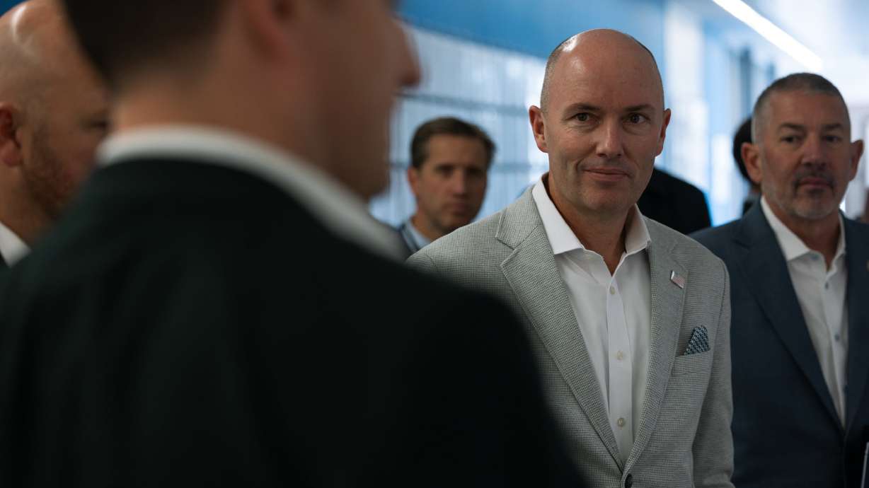 Gov. Spencer Cox and other members of a Utah trade delegation take a tour of Medtronic's Parkmore campus in Galway, Ireland, on Friday.