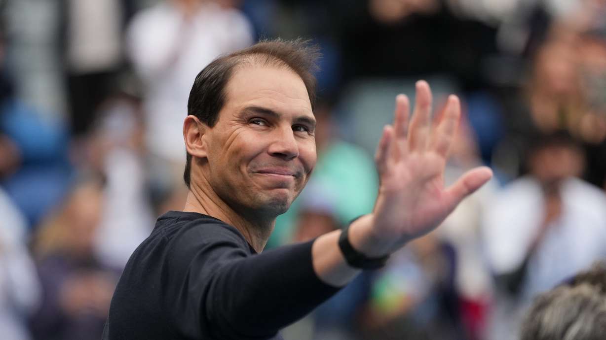 FILE - Former Australian Open champion Rafael Nadal of Spain at an event ahead of the men's singles final at the Australian Open tennis championship in Melbourne, Australia, Sunday, Feb. 1, 2026.