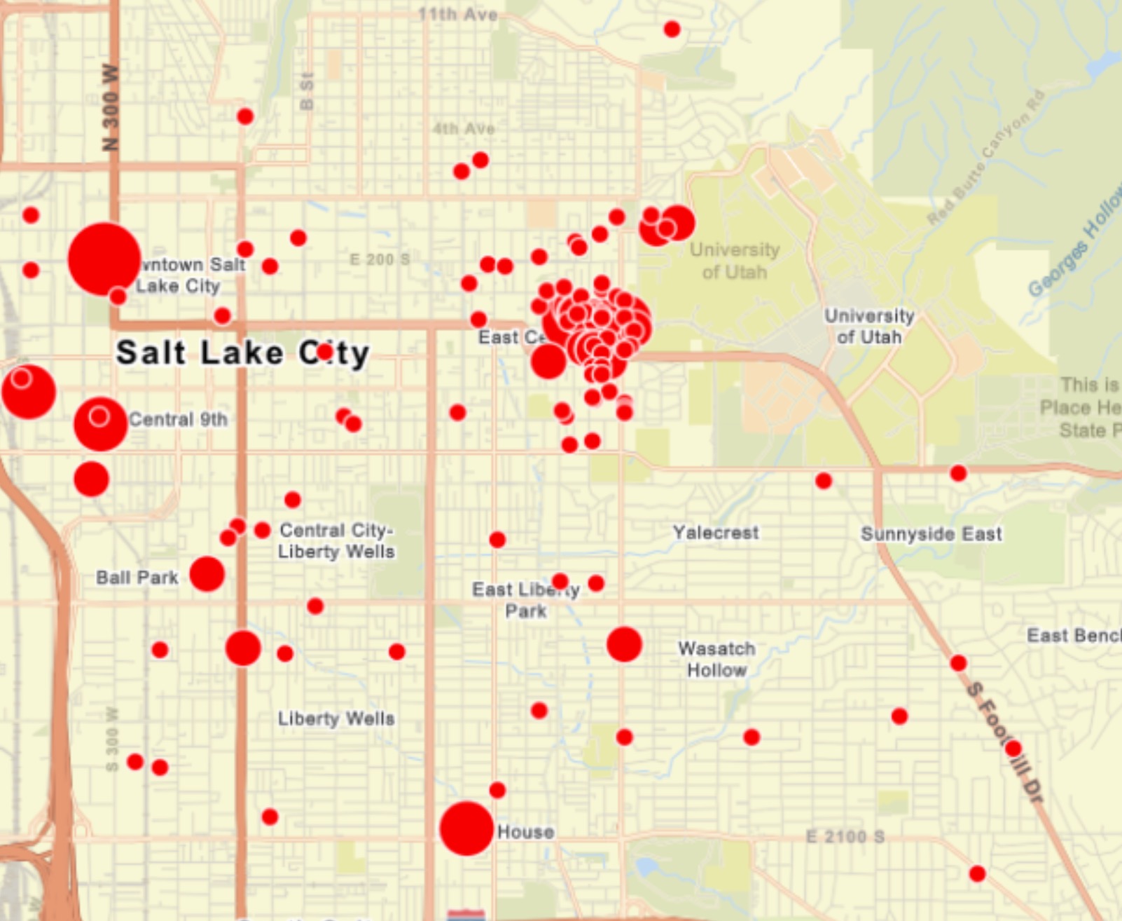 This map shows where warning letters and citations for unruly parties have been issued in Salt Lake City since it adjusted its ordinance to crack down on large parties that create excessive noise, property damage or safety concerns.