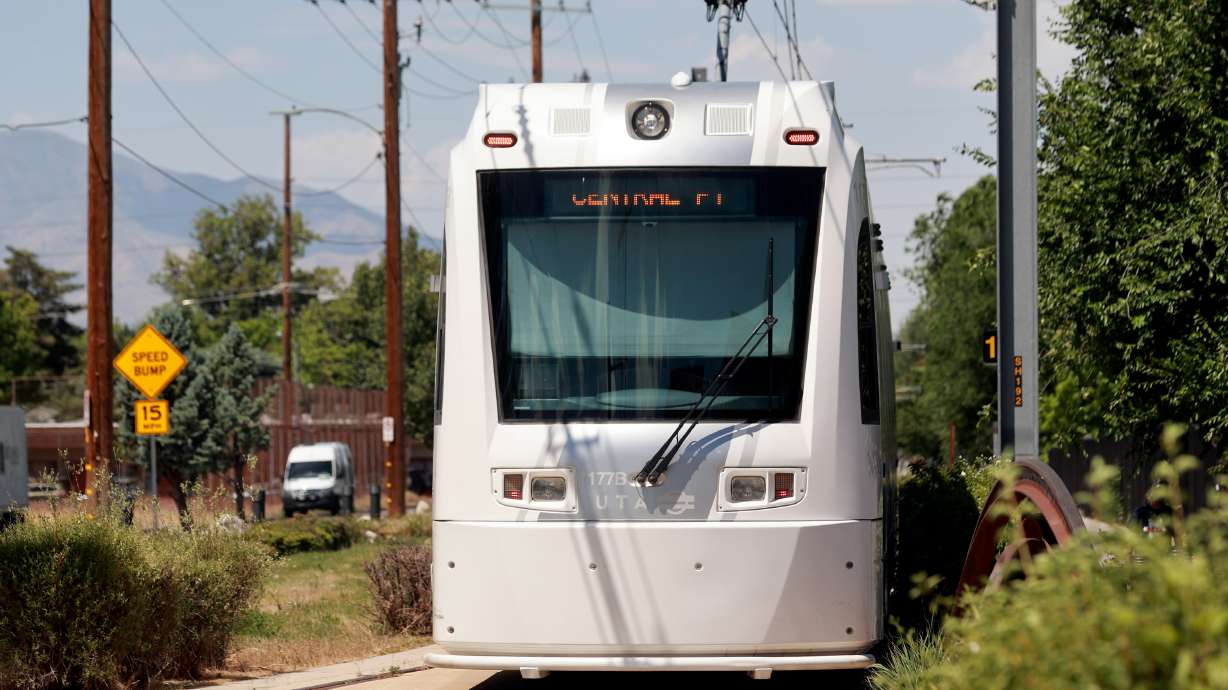 A UTA streetcar is pictured on the S-Line in Salt Lake City on May 26. The S-Line will be extended a quarter of a mile east of where it ends now, with a new station near Highland Drive and Simpson Avenue.