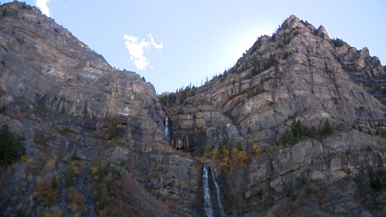 Bridal Veil Falls is pictured on Monday. A massive rockfall near Bridal Veil Falls forced the closure of part of the Provo Canyon Trail on Friday after boulders the size of cars crashed down the mountainside, narrowly missing visitors.