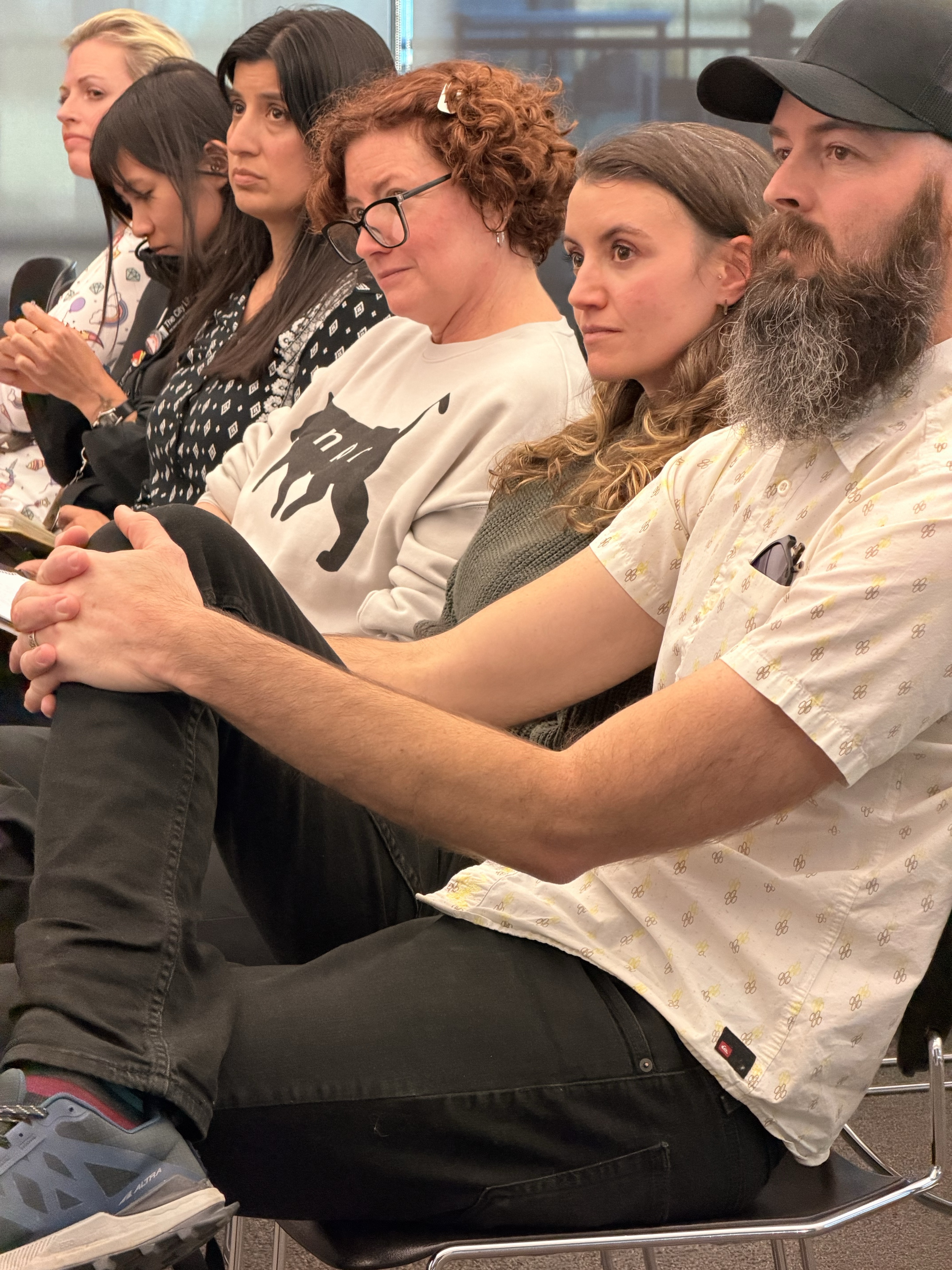 Some former Library employees at the board meeting on Monday.